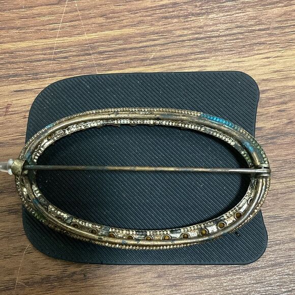 Vintage Antique Art Deco Rhinestone Oval Brooch with Pin C Clasp. - Picture 5 of 6